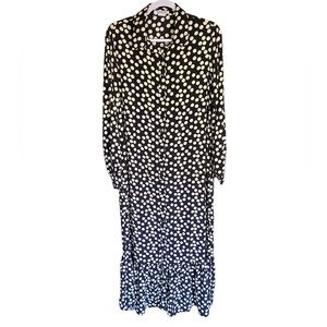Glamorous Polka Dot Long Sleeve Button Down Maxi Dress with Collar